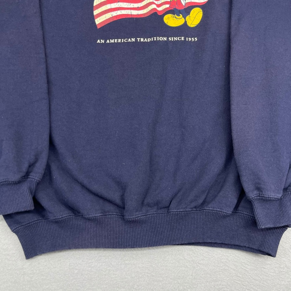 Disneyland Mickey Mouse American Flag Navy Blue Sweatshirt Mens Medium USA Made - Picture 3 of 12